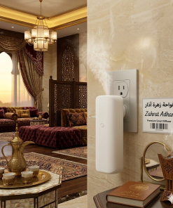 فواحة جدارية للفنادق والمنازل بلون أبيض نقي، ذات تصميم عصري ومدمج، مثبتة على جدار لتعطير المكان.